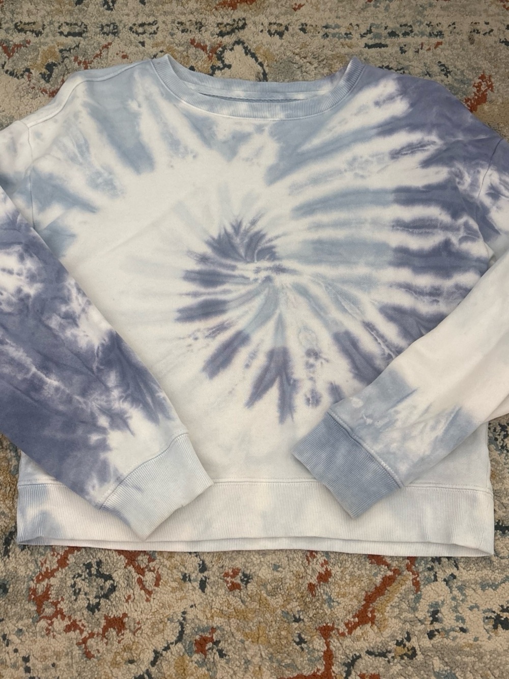 GAP Kids Tie-Dye Crewneck Sweatshirt - Light Blue & White
